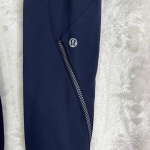 Lululemon Women's Sz 4 M Full Length Leggings Zip Packets Dark Blue Sport Yoga